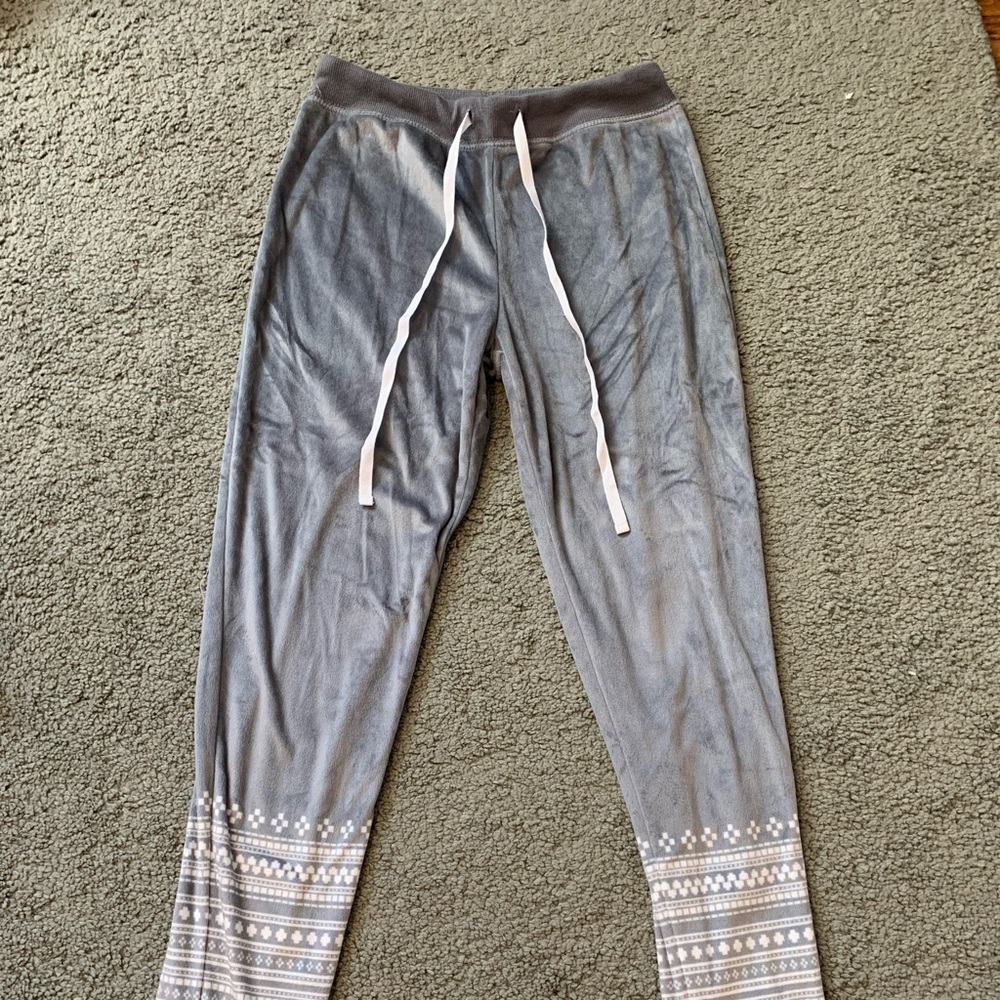 grey velvet pajama pants